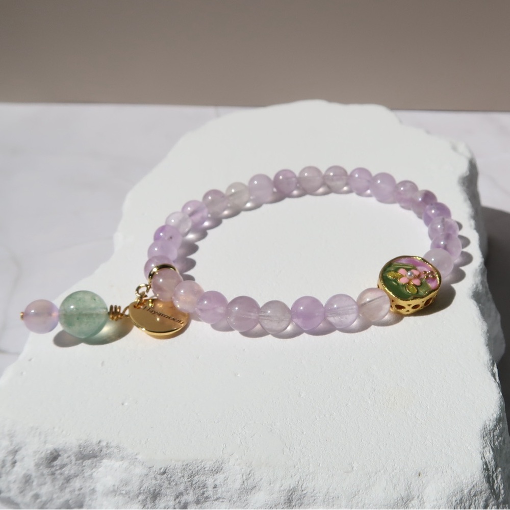 Hayamoon Aura Care Natural Healing Stone Dream Lavender Crystal Beaded Bracelet